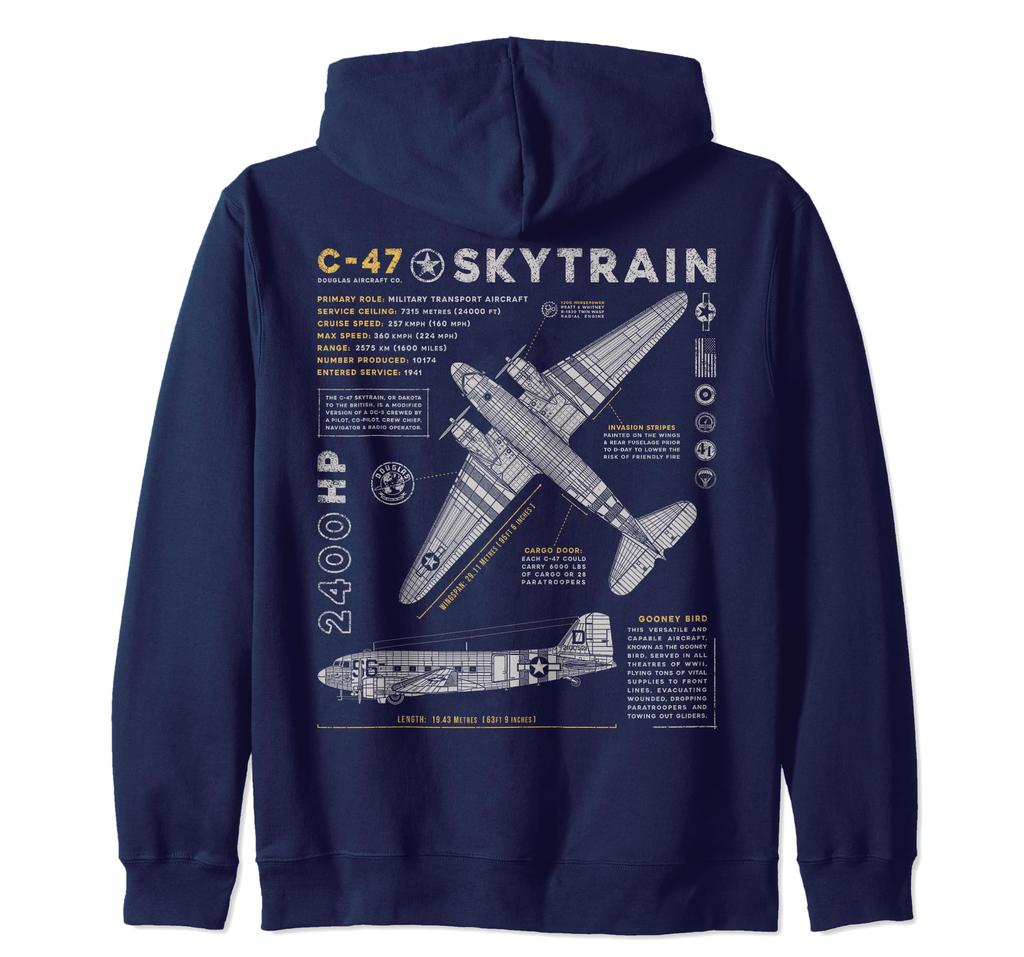 C-47 Skytrain  C47 Douglas Dakota WWII Transport Aircraft Zip Hoodie