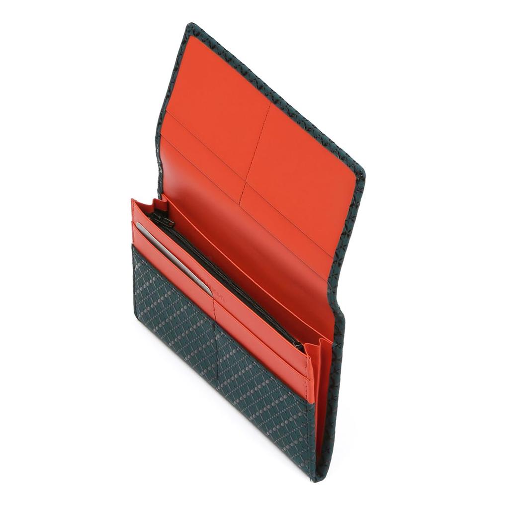 [Inden-ya] Inden HISOCA Hisoka Traditional Craft Koshu Inden Deerskin Lacquer Original Brand Wallet GreenBlack Lacquer Shippo Pattern [No.9408]