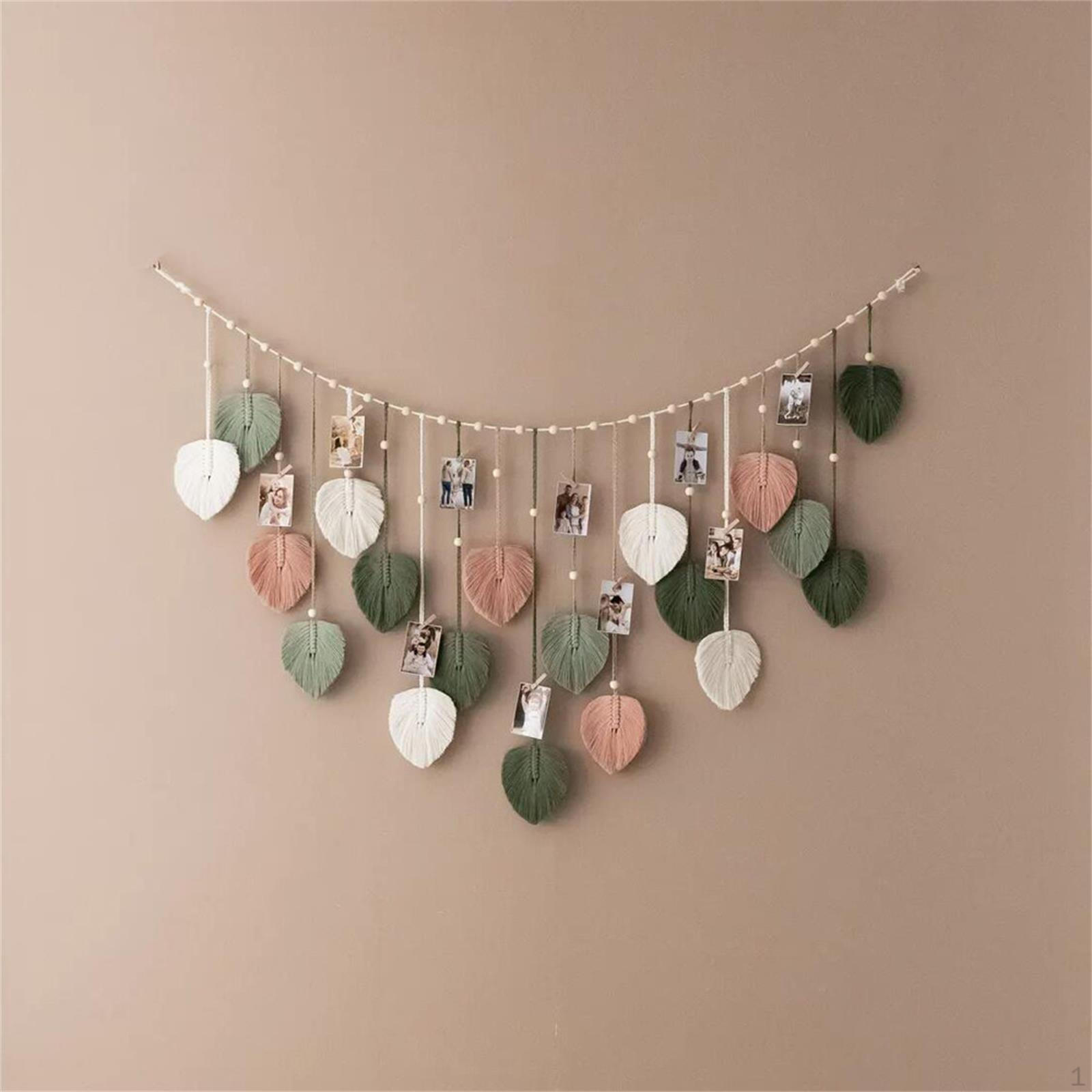 Woven Tapestry Macrame Wall Hanging Boho Chic Backdrop Craft Handmade Decoration Leaf Tassels for