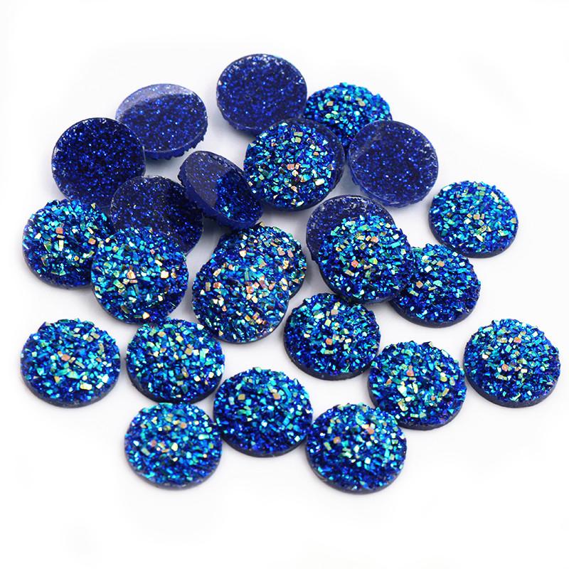 New Fashion 40pcs 12mm Mix Blue Colors Flower Style Flat back Resin Cabochons Cameo