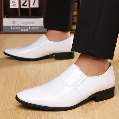 New Arrival Men's Pointed Toe White Black Patent Leather Wedding Dress Shoes Size 38-44 Slip On Loafers Zapatos Hombre