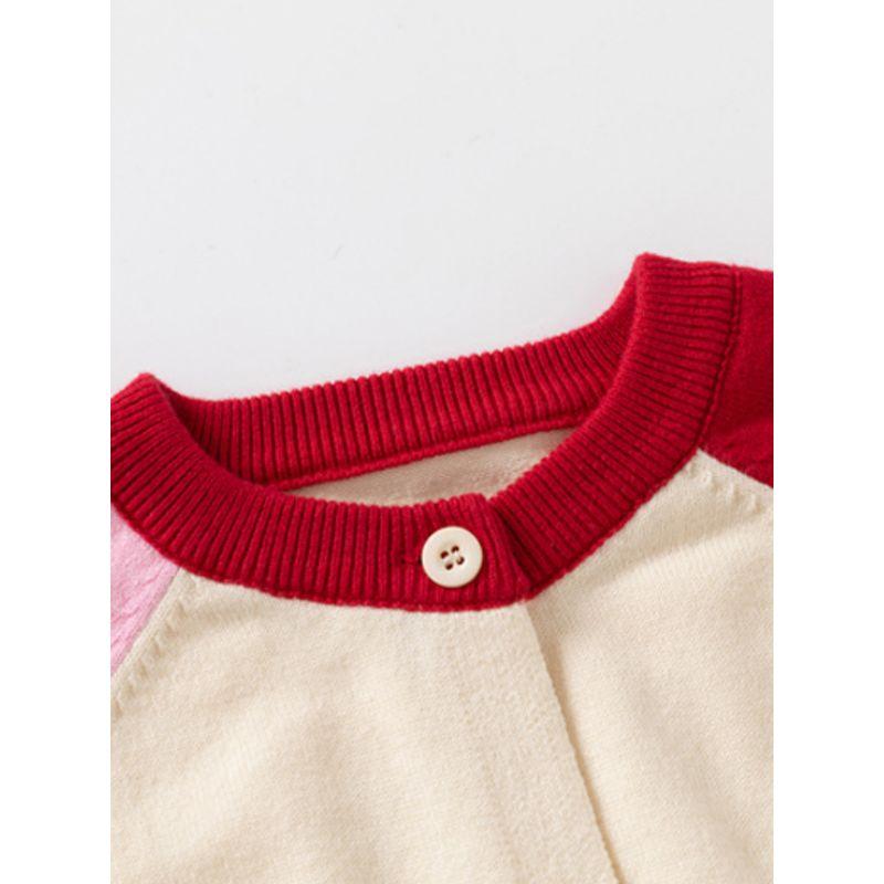 Spring and Autumn Children's Clothing for Girls, Color-Blocked Sleeve Thin Knit Cardigan, Children's Cardigan Sweater, Baby Girl Long-Sleeve Top