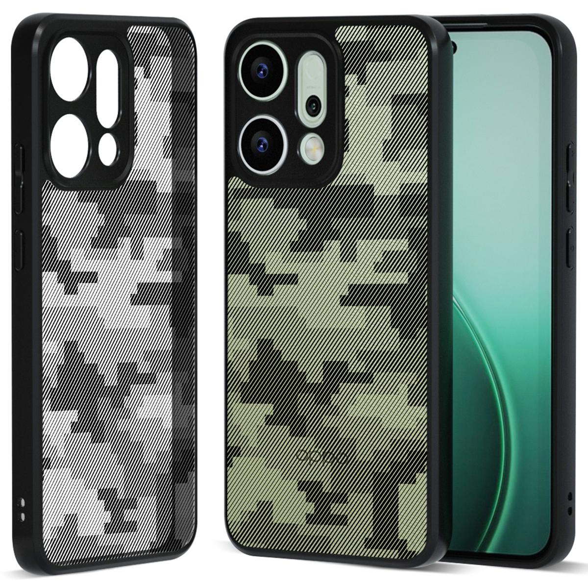 

IBMRS For Oppo Reno14 5G (Global) Case Soft TPU Frame Hard PC Back Anti-Fall Phone Cover Grid Camouflage