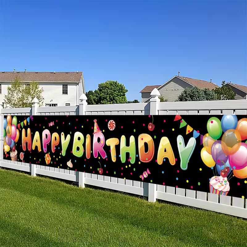 2D Large Happy Birthday Banner Yard Sign Colorful Letter Outdoor Birthday Party Supplies