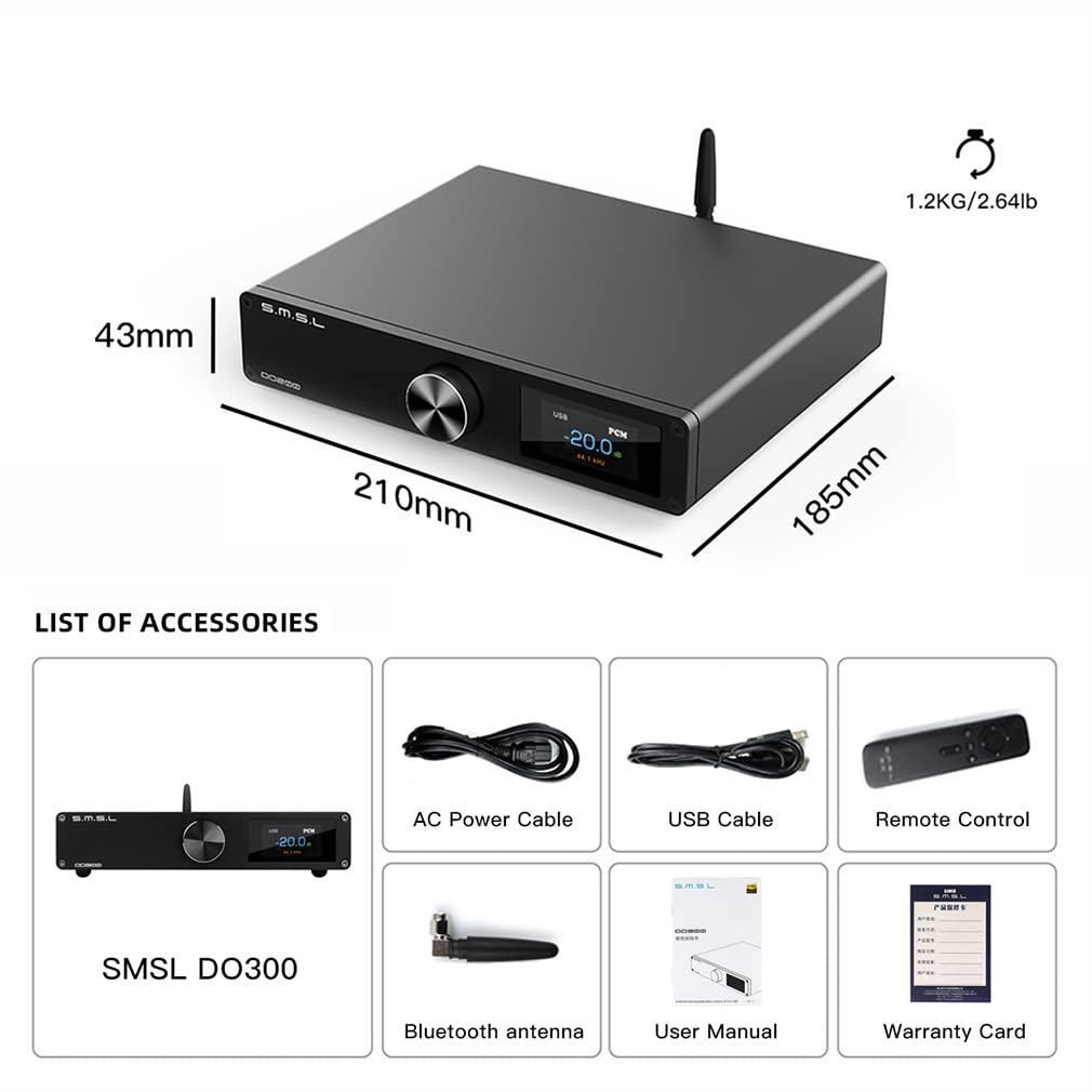 SMSL DO300 MQA DAC ES9039MSPRO XU316 DSD512 Ausgewogene DAC QCC5125 LDAC Eingang Ausgang Digital Konverter PCM32bit/768kHz Bluetooth5.1