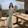 Niche Temperament Butterfly Neck Hollow Dress Backless Thin Fishtail Dress Long Dress Sea