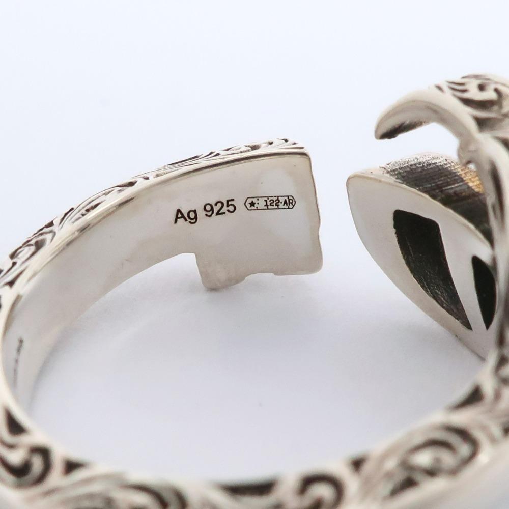 GUCCI Double G key ring Ring 627760 J8400 0701 Silver925 #6.6(US Size) 5.6g Women Used