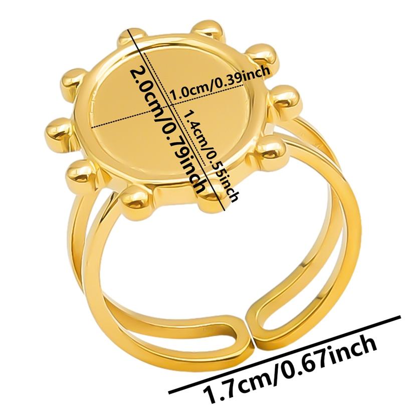Fashion DIY Drip Oil Rhinestone Round Oval Water Droplets Blank Settings Open Adjustable Stainless Steel Ring For Women Men Gift