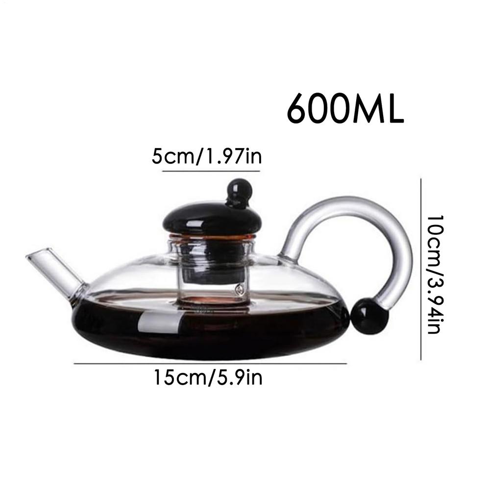 Glass Tea Kettle 600ml/20oz Heat Resistant Glass Coffee Kettle Multifunctional Loose Leaves Tea Maker Practical Beverage Kettle