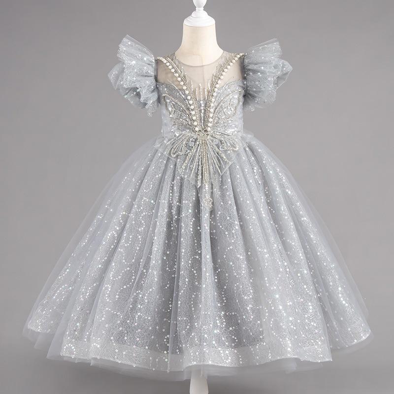 High-End Girls' Princess Wedding or Birthday Dress with Sequins