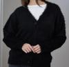 Women Mink Knitted Sweater Solid Color Cardigan Loose V Neck for Autumn Winter