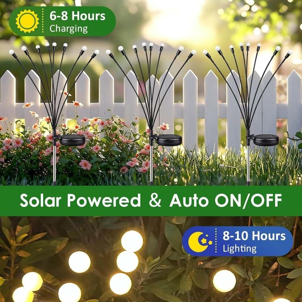 Solar Firefly Lights Outdoor, 2 Lighting Modes Wind Sway Twinkle Solar Garden Lamp IP65 Waterproof Decor Light for Yard Patio Path Lawn