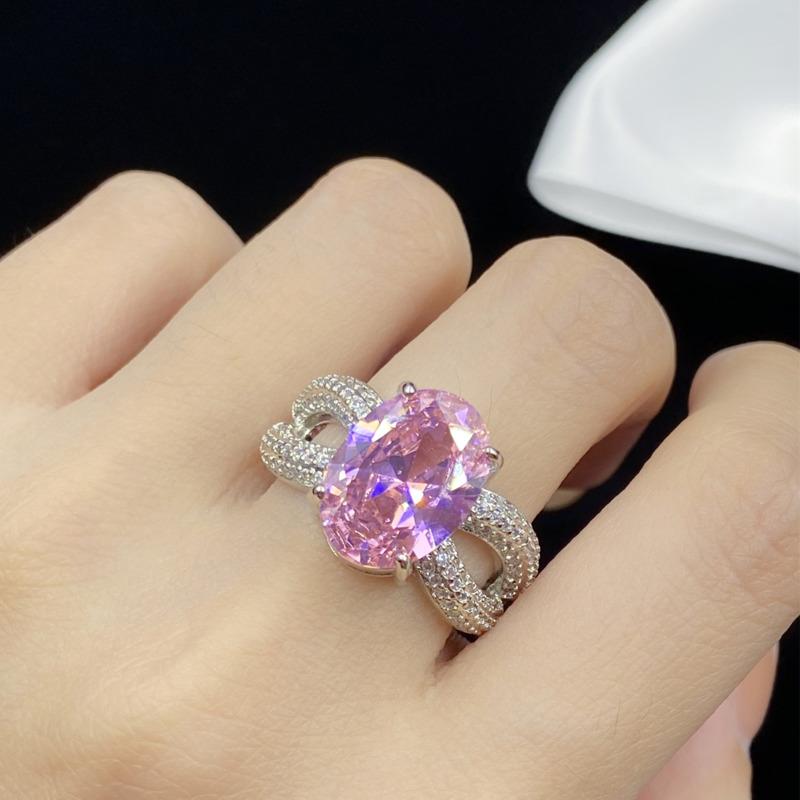 

BELLA BOX Голубиное яйцо розовый циркон полная бриллиантовая сетка красный имитация живого розового турмалина открытое кольцо женский кулон серьги гвоздики комплект No.4 розовый