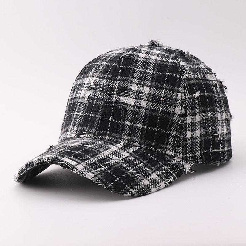 Retro plaid baseball cap, Japanese and Korean personality holes, thousand bird plaid curved brim cap
