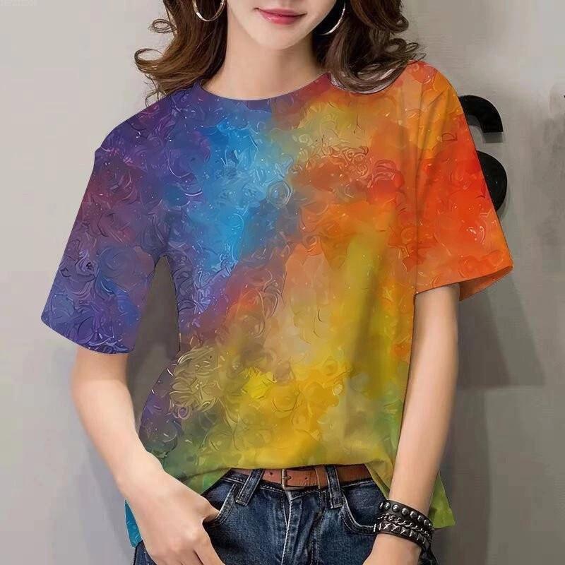 

Pride Moon Rainbow Tie dye T-shirt - Neutral plus size summer top 6XL