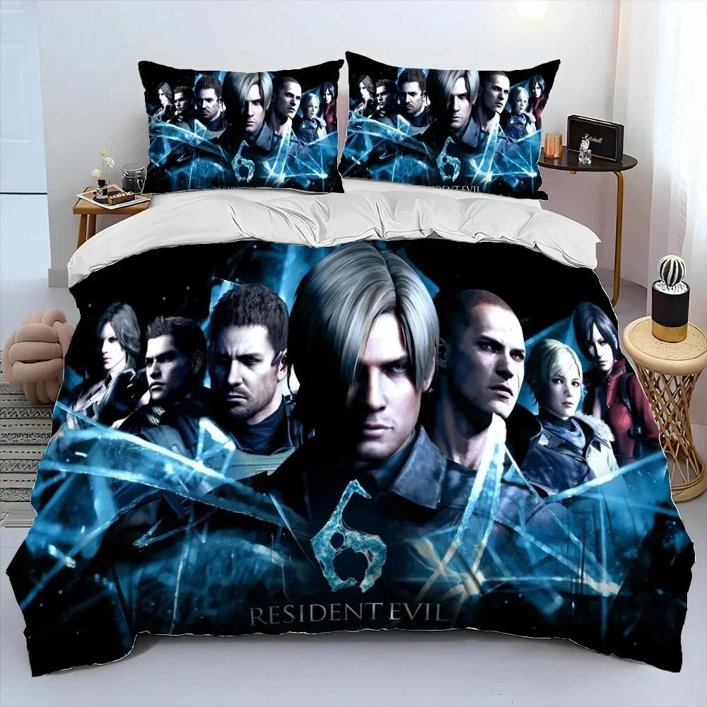 R-Resident Evil Games Gamer Bedding Set Duvet Cover Sheet Printed Bed Set Pillowcase Bed Full Queen King Size Comforter Bedroom