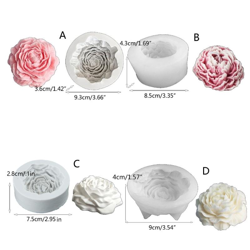 Peony Shaped Soap Molds 3D Flower Soap Silicone Mould Handmade Candle Molds DIY Epoxy Resin Cake Chocolate Decorations