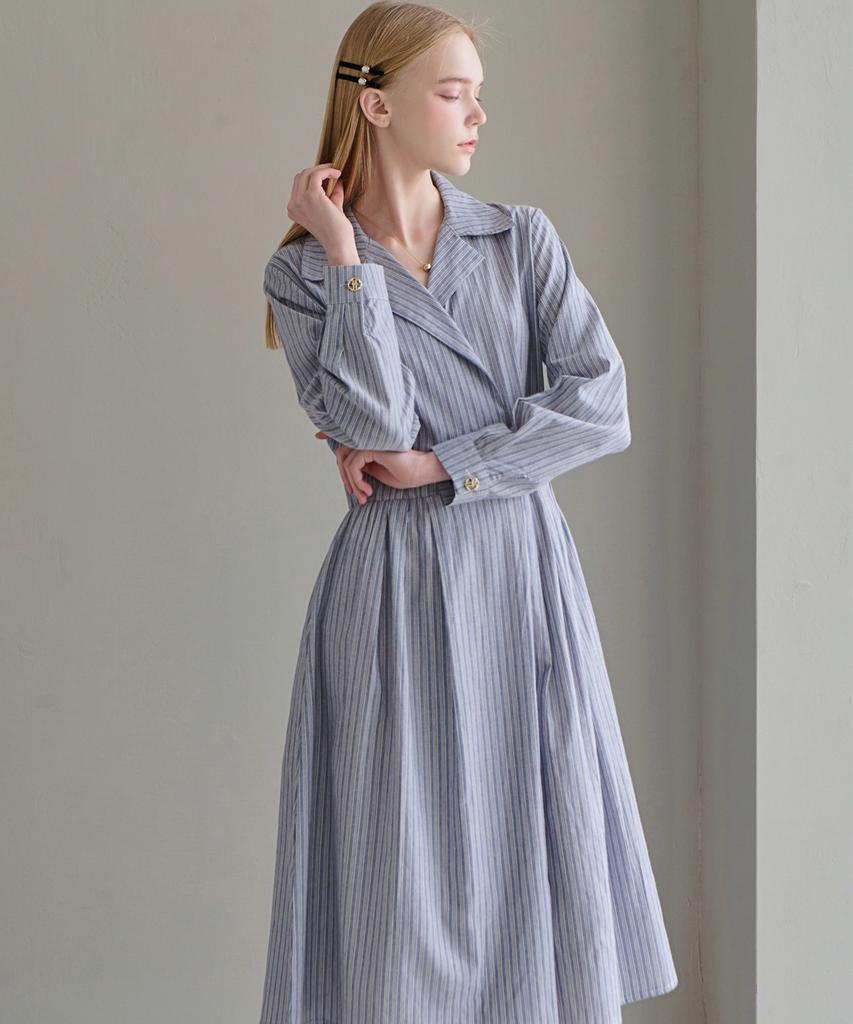 Lucida Melange Stripe Dress - Blue