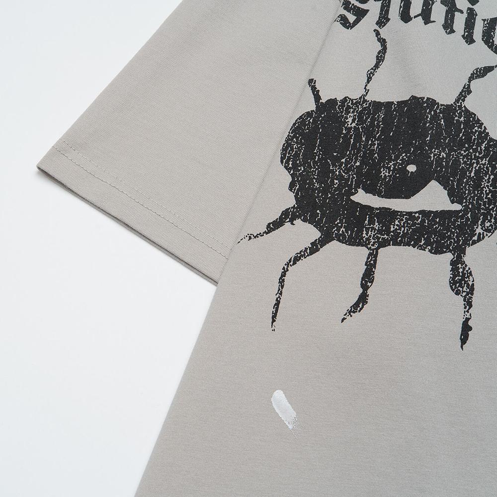 Herren- und Damen-Baumwoll-T-Shirt in hoher Qualität, Distressed-Waschung, Beliebte Mode, Studenten-Trendmarken-T-Shirt