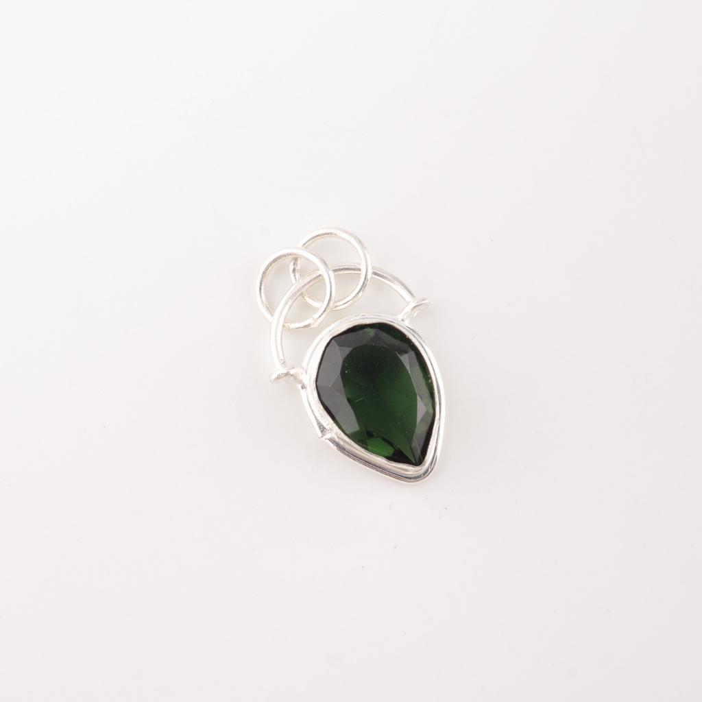 Green Tourmaline Gemstone 925 Sterling Silver Jewelry Handcrafted Pendant 1.01" PP-56-12