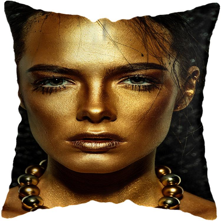 Pillowcase Bedroom Black and Gold African Woman Living Room Pillow Decoration Cushion