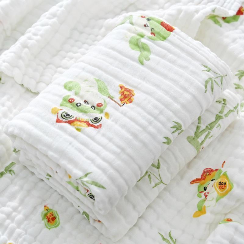 High-Density Six-Layer Pure Cotton Baby Bath Towel and Swaddling Blanket for Newborns and Children