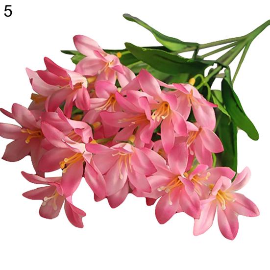 1 Bouquet Artificial Fake Mini Lily Flower Plant Home Office Wedding Party Decor