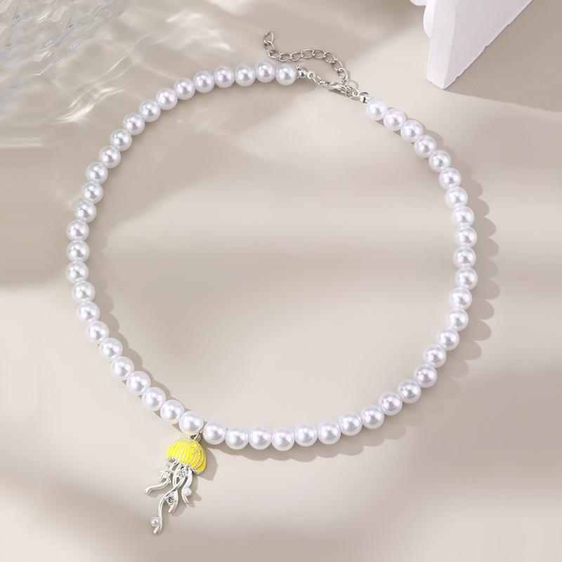 Bohemian Zircon  Pendant Necklaces For Women Zircon New Trend Cute Jellyfish Zircon Chain Choker Girl Gift