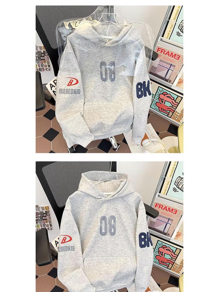 Autumn Unisex Letter Print Embroidered Hoodie - Casual Trendy Loose Fit