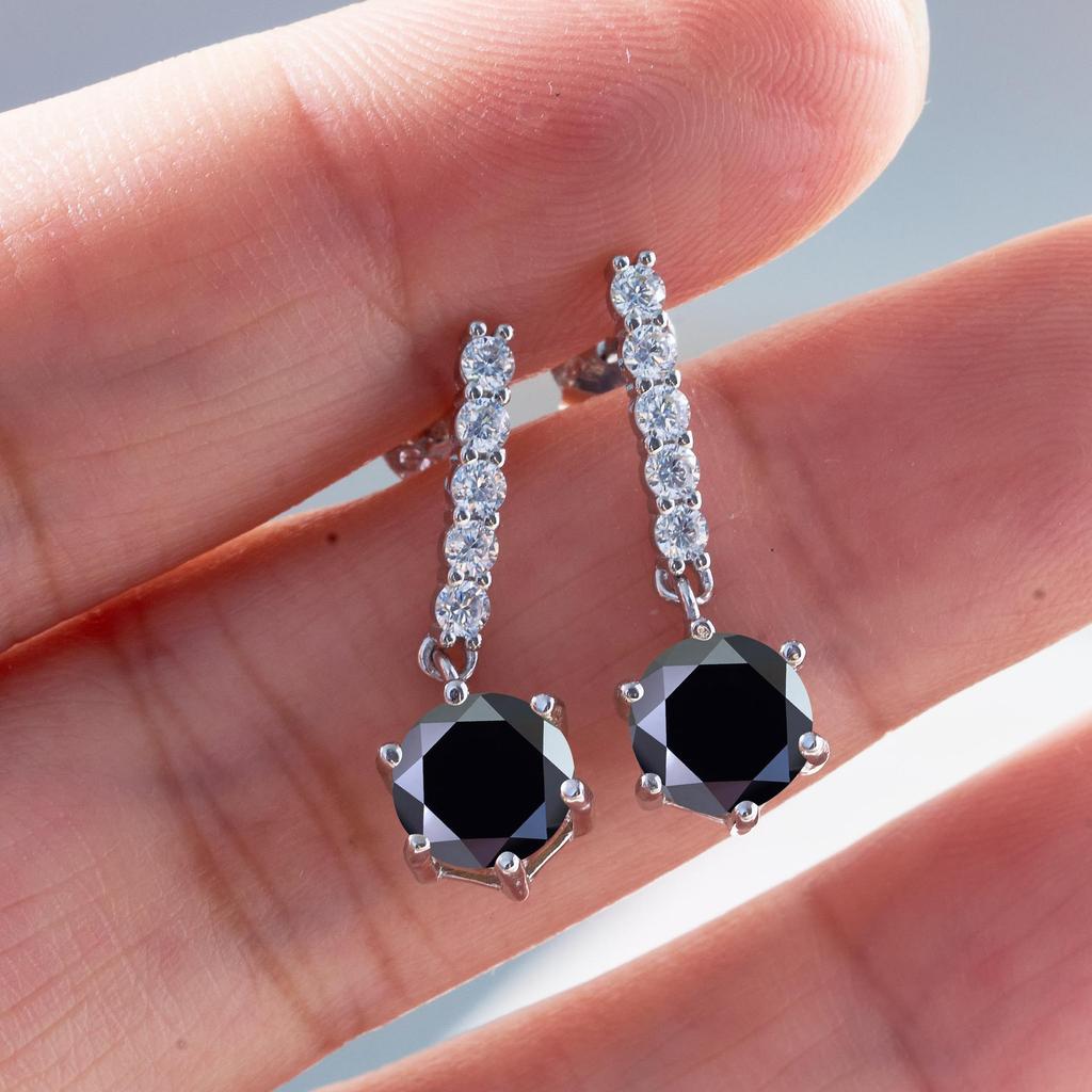 6.5mm Drop Dangle Moissanite Earrings S925 Sterling Silver Linear Chain Fine Jewelry For Women