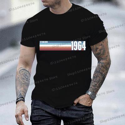 1960-tól 1969-ig Nyomott Vintage Póló Férfi Női Születésnapi Év Grafikus Pólók Harajuku Rövid Ujjú Alapítva 1964 Kerek Nyakú Póló
