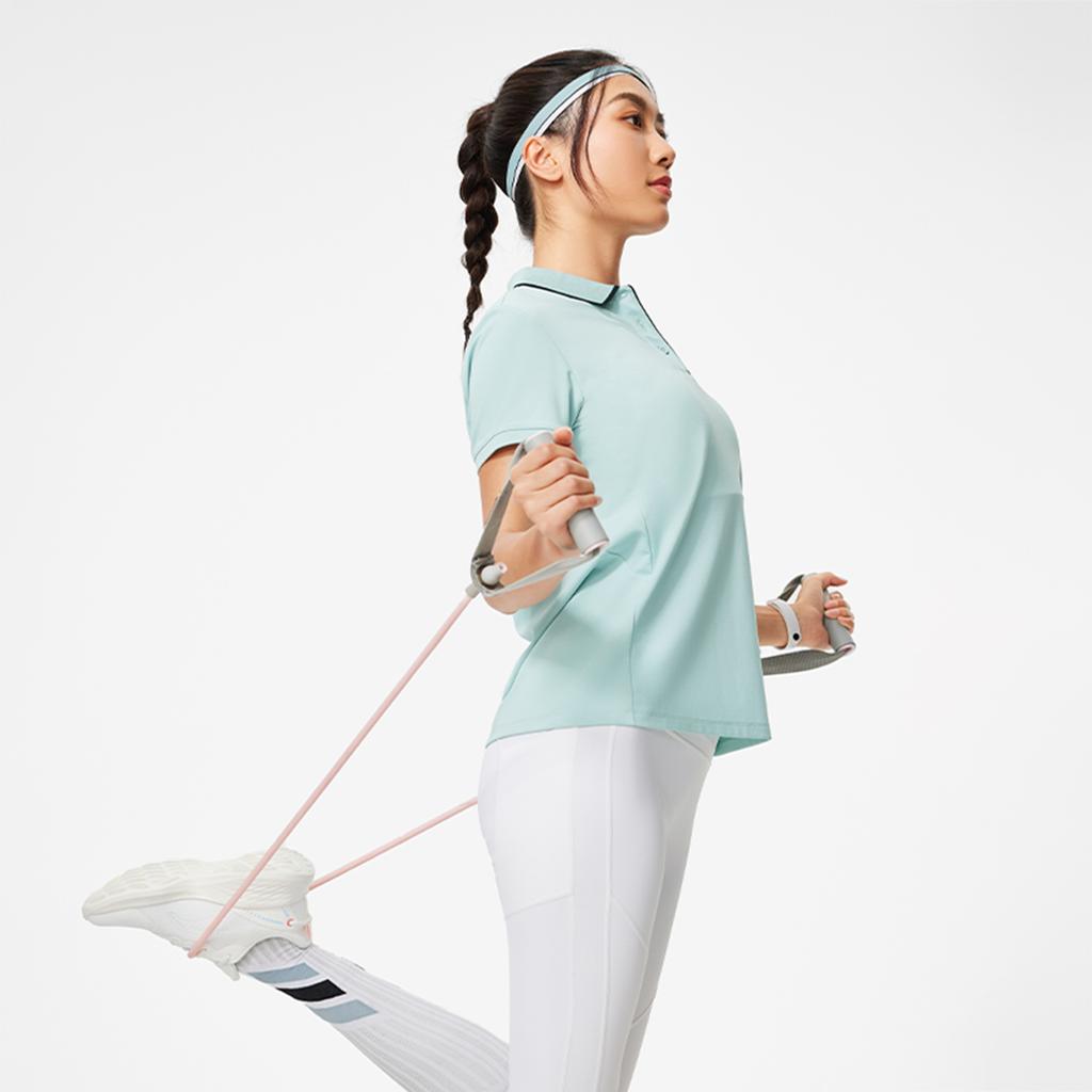 Li-Ning Polo de sport confortable évacuant l'humidité pour femmes Hauts Vert plume APLU158-3