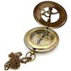 Sonnenuhr-Kompass, Steampunk-Sonnenuhr-Kompass aus Messing, Sonnenuhr-Uhr mit Holzbox