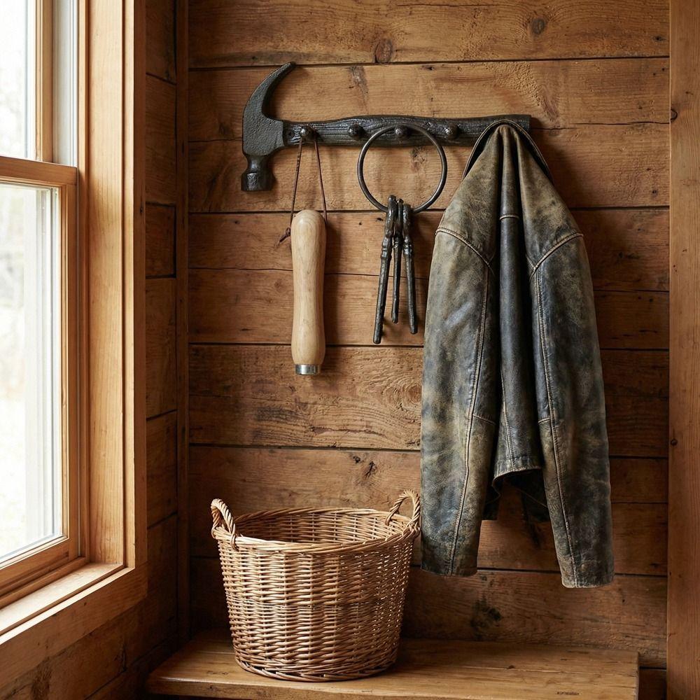 Vintage Wall-Mounted Decor Shelf DIY Dual-Purpose Hooks Cast Iron Wall Hooks  Craftsmen