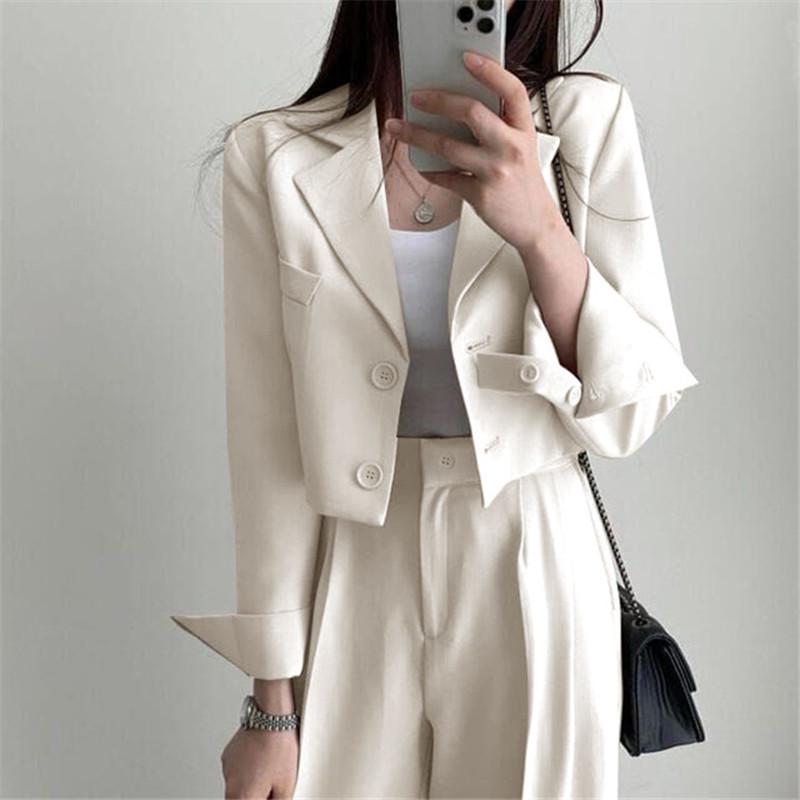 2025 Autumn Petite Khaki Blazer Suit Set for Women: Chic Commuting Style