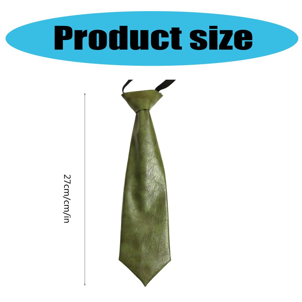 Campus Preppy Necktie Faux Leather Neck Tie Student Uniform Adjustable Pre Tied Neck Tie Shirt Collar Neckwear for Women