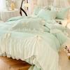 4pcs White Bedding set ruffles Duvet Cover Set (1*Duvet Cover + 2*Pillowcase, 1*sheet/fitted sheet)for bedroom guest room