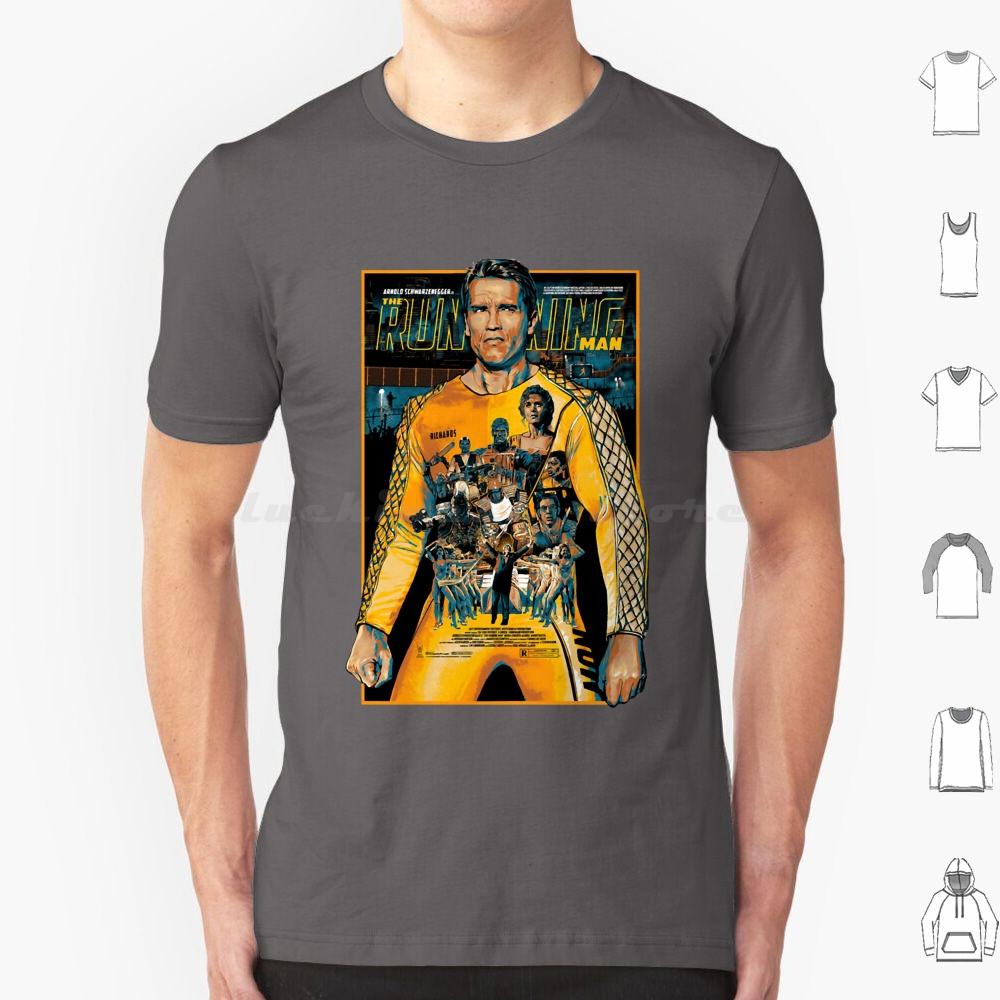 The Running Man Poster T Shirt Big Size 100 Cotton The Running Man Arnie Schwarzenegger Movie Action 80s Retro Geek Arnold