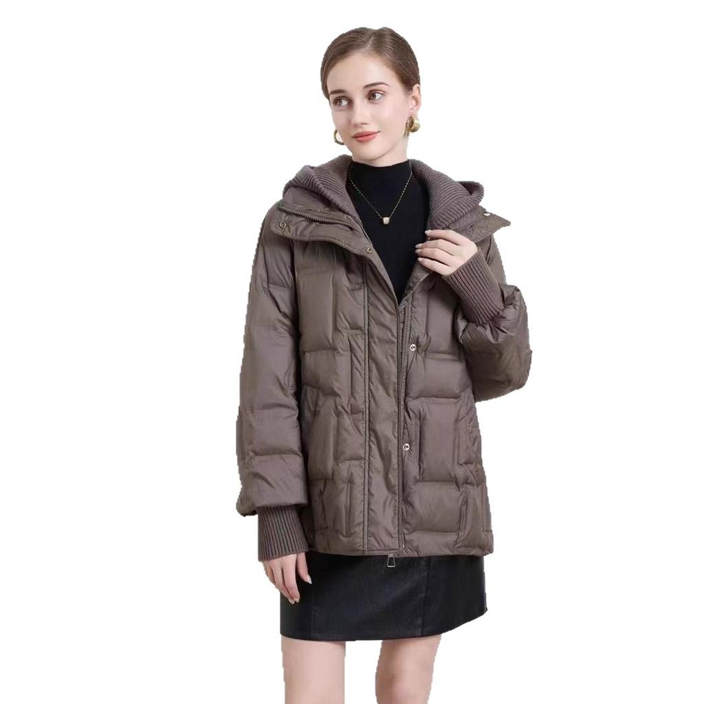 Nuevas chaquetas de plumón para otoño e invierno, mujer, cortas, cálidas, plumón de pato blanco, gorro de punto desmontable, abrigo corto de goma prensada, tendencia
