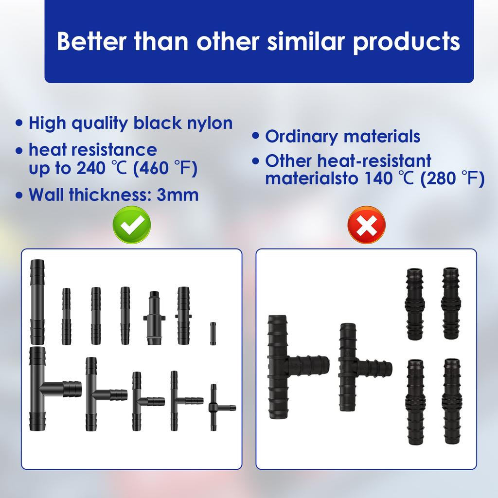 128 Pcs Automotive Vacuum Connector Assortment Heat Resistant 240°C Multipurpose Vacuum Hose Fitting Nylon 12 Size For Car Boat