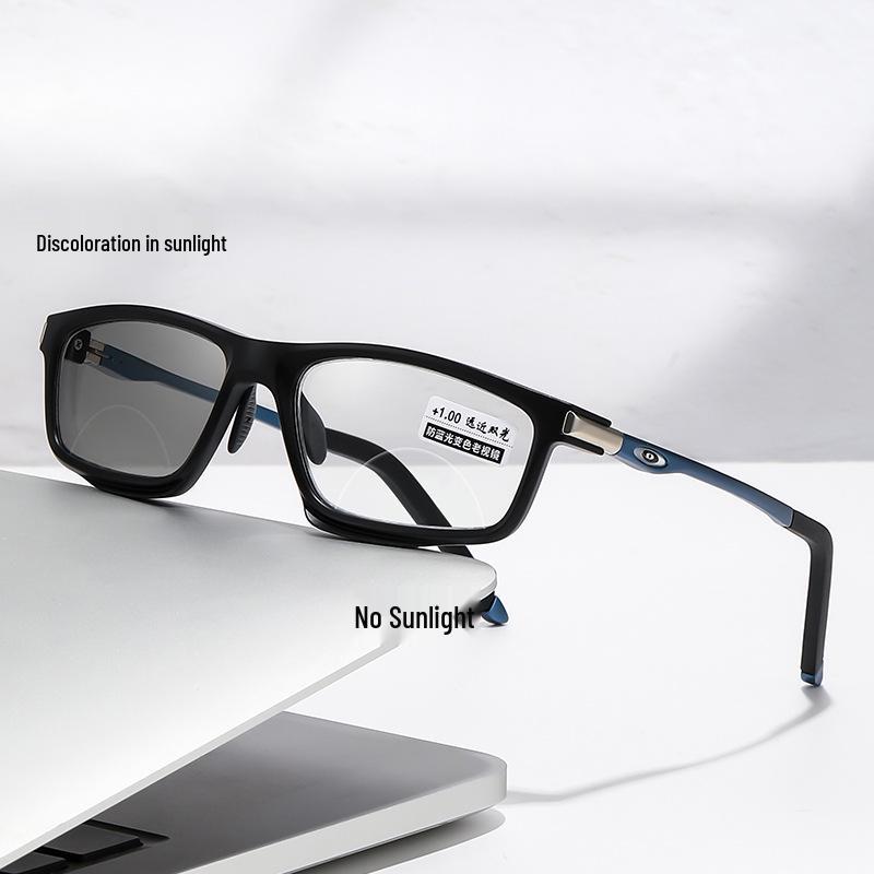 Photochromic Dual-Light Reading Glasses - Trendy Anti-Slip Aluminum-Magnesium Design for Men & Women