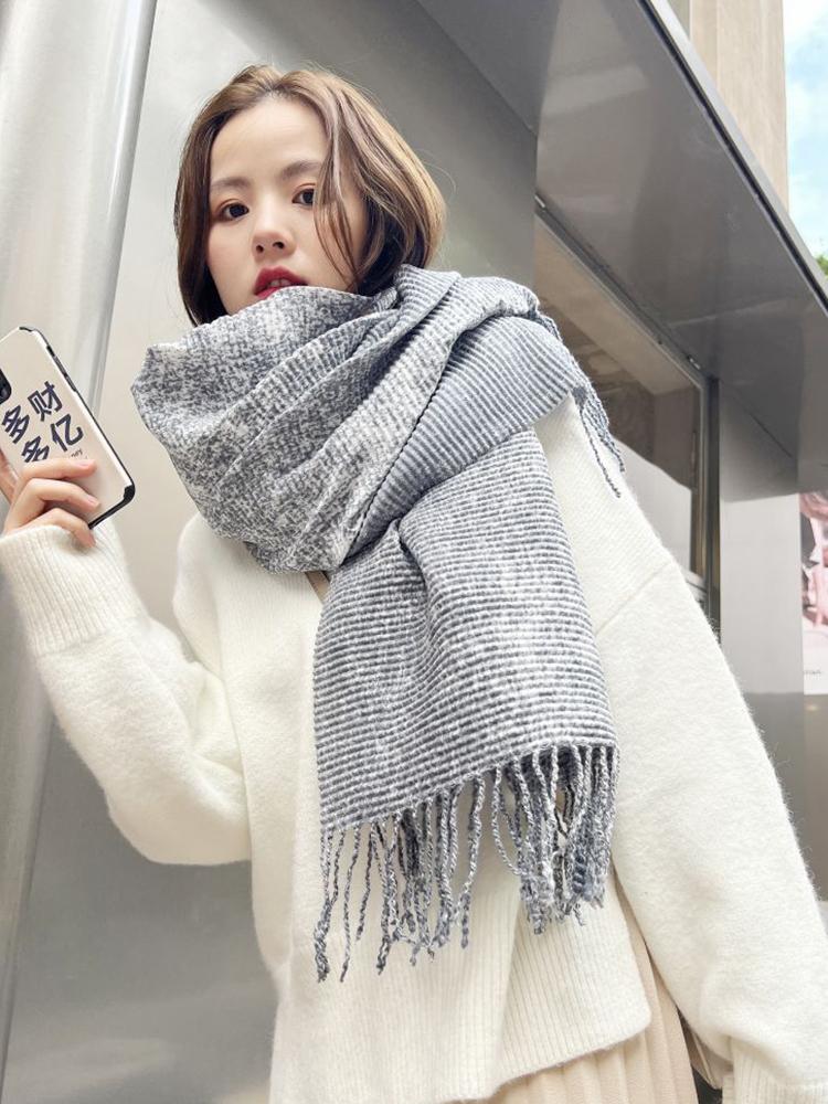 New Imitation Cashmere Women Scarf Winter Preppy Style Solid Scarve Pashmina Tassel Mujer Female Foulard Bufanda Long Wrap Shawl