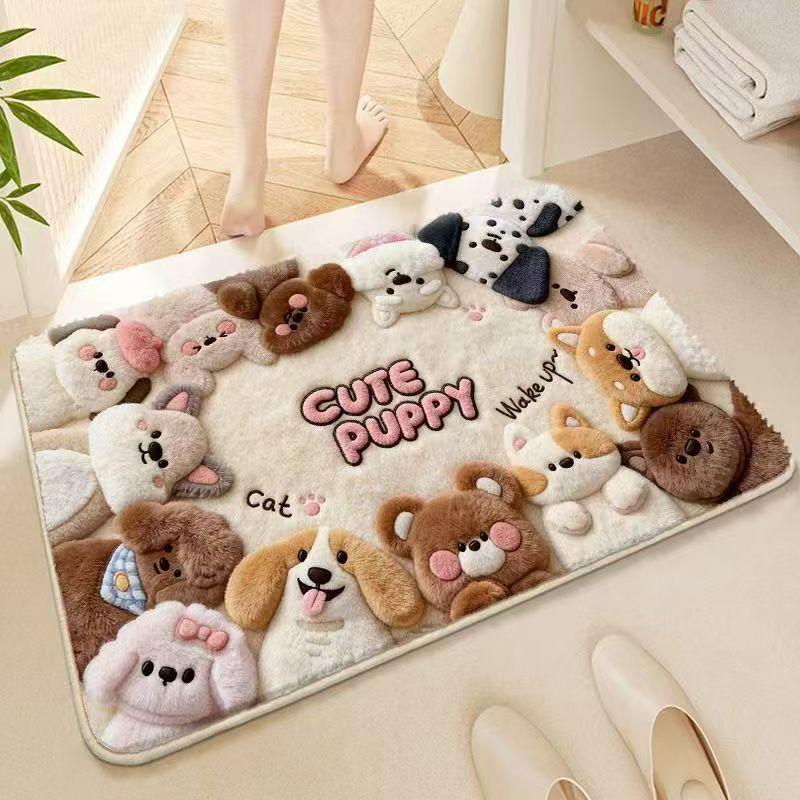 Cartoon Non-Slip Plush Bathroom Mat - Wear & Dirt Resistant Rug 40*60cm Faux Cashmere