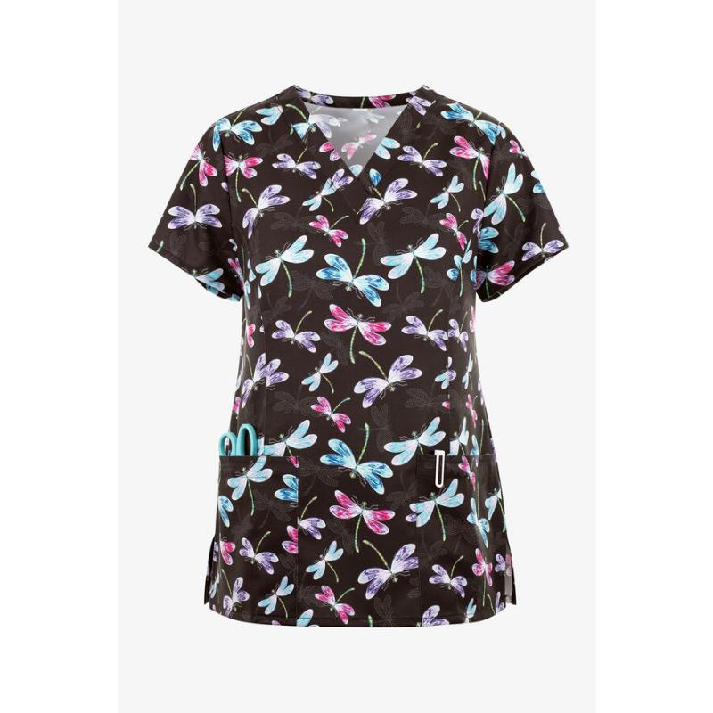 Healthcare Uniform Nurse Clinic Nursing Butterfly Workwear Hospital T-shirt Tee Short Sleeve Blouse Carer Working Women Medical