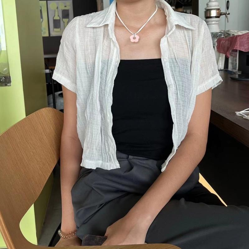 Acrylic Flower Pendant Charm Necklace Wax Line Clavicle Chain Sweet Fashion Choker Neckchain Jewelry Gift for Women Girl