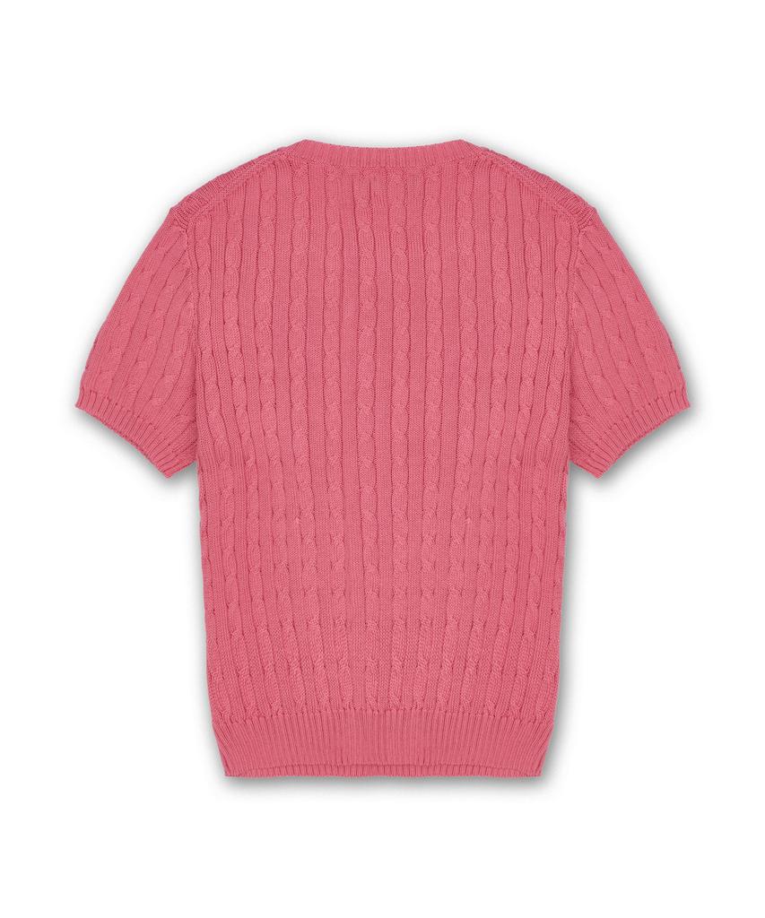 POLO RALPH LAUREN [W] Cable Knit Cotton Short Sleeve Sweater - Red