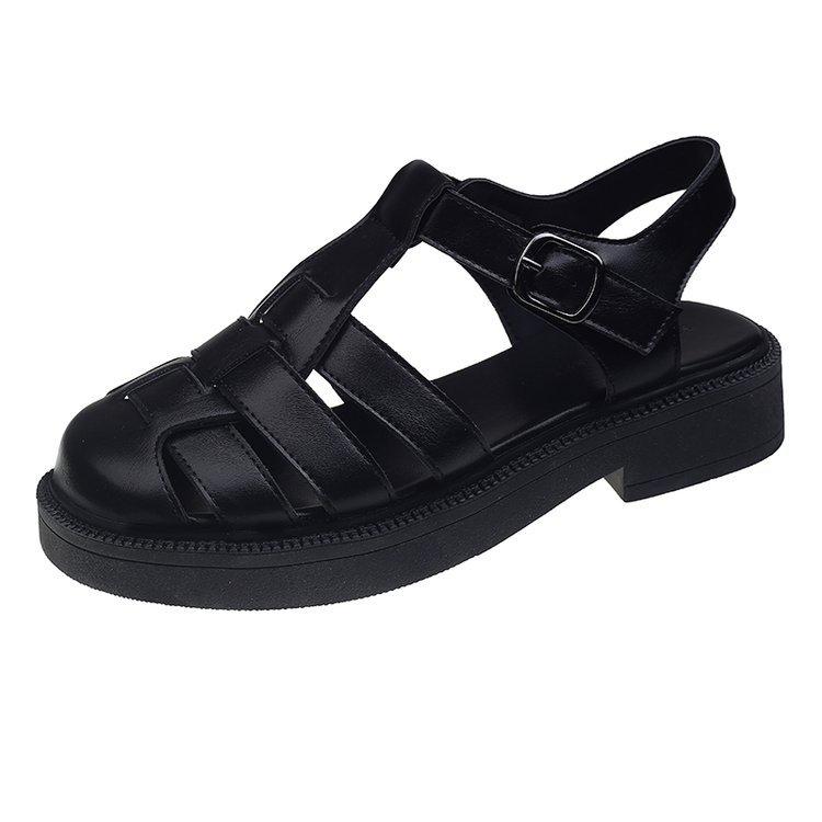 

Босоножки Баотоу женские летние 2025 новые модели с юбками, пляжные римские туфли на толстой подошве, сказочные сандалии-корзинки на плоской подошве 35