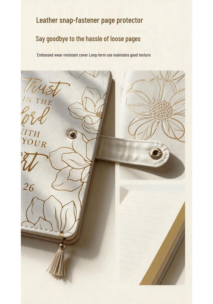 Elegant A5 PU Leather Notebook with Gold Embossing & Snap Closure - Premium Planner & Business Gift