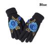 Soft Winter Gloves Embroidered Flower All Finger Gloves Knitted Gloves  Outdoor Cycling Driving