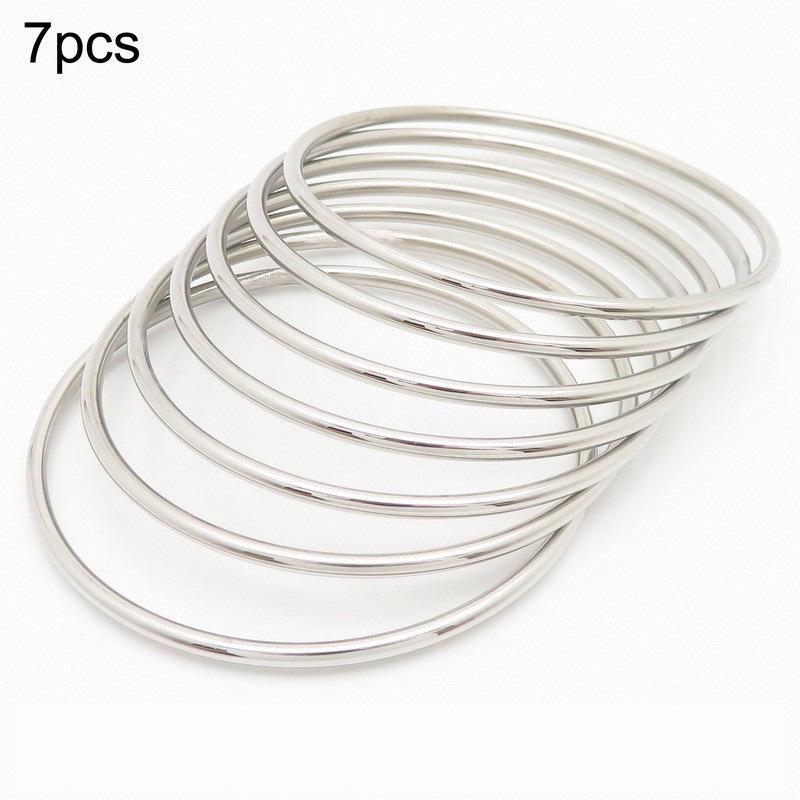 18K Gold-Plated Titanium Steel Stacking Ring and 3mm Round Bangle Bracelet Set for Women